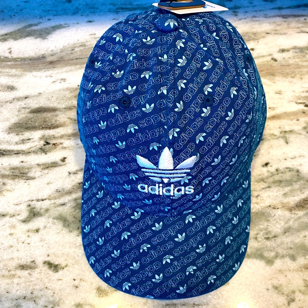 Adidas Originals Women's Relaxed Monogram Print Strapback One Size - Marine Blue